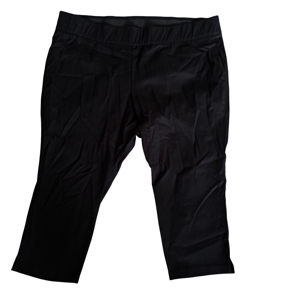 Old Navy Pixie Chino Crop Pants Women 30 Plus Short Black Stretch Pull On